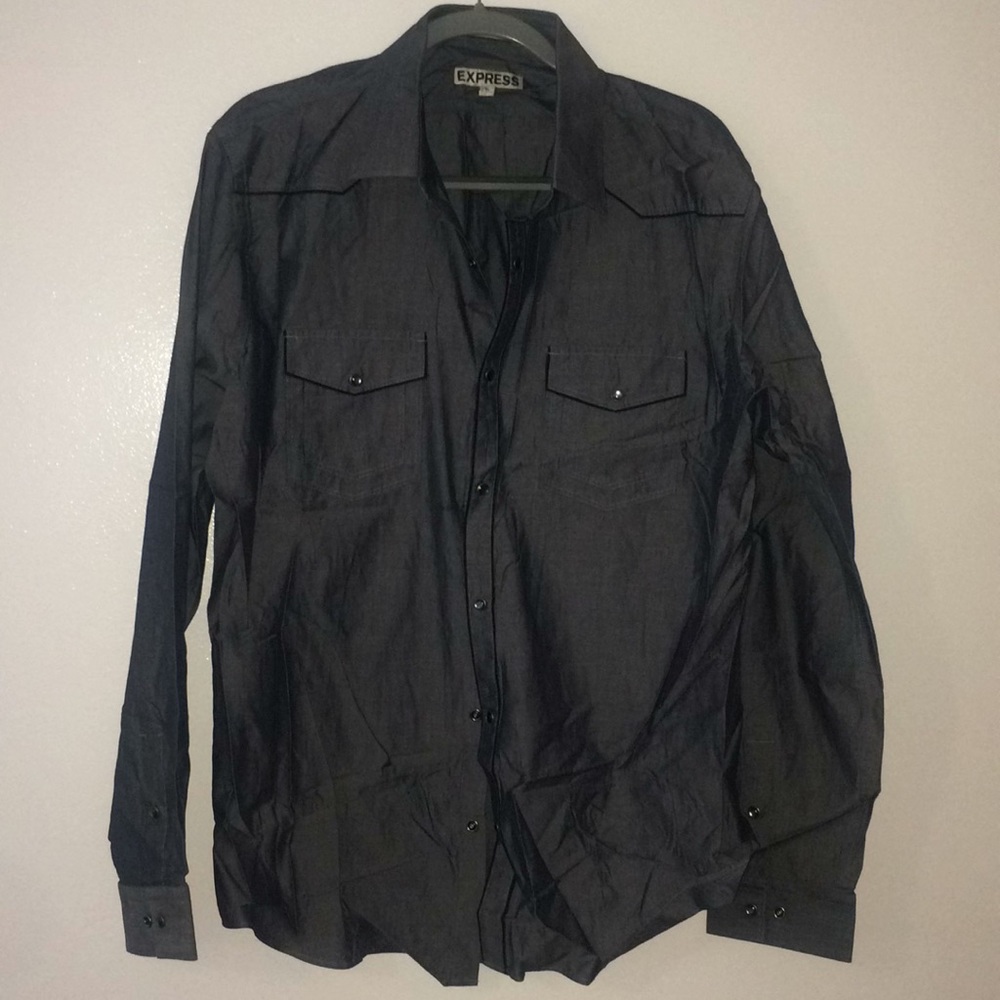 Express button down grey dress shirt xl